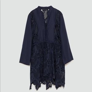 NEW! ZARA NAVY LINEN AND TUNIC DRESS SIZE M